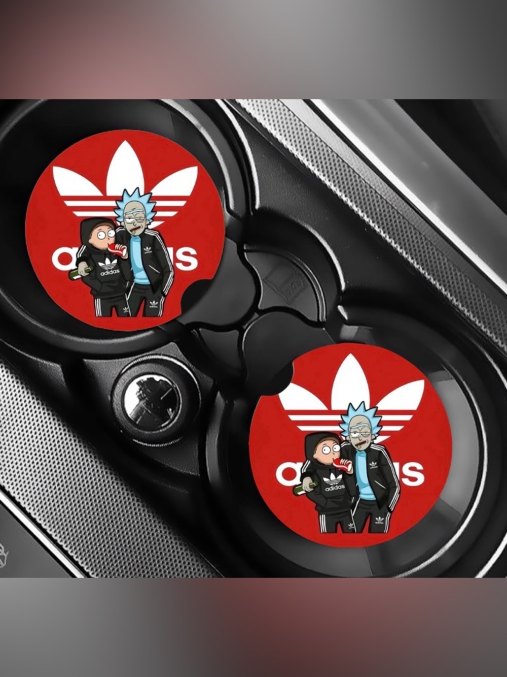 Rick & Morty Adidas Car Coasters Absorbent Set of (2)